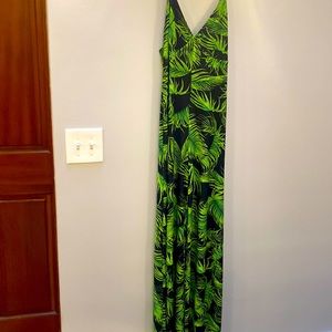 Norma Kamali Slip Jumpsuit, Palm Leaf, M